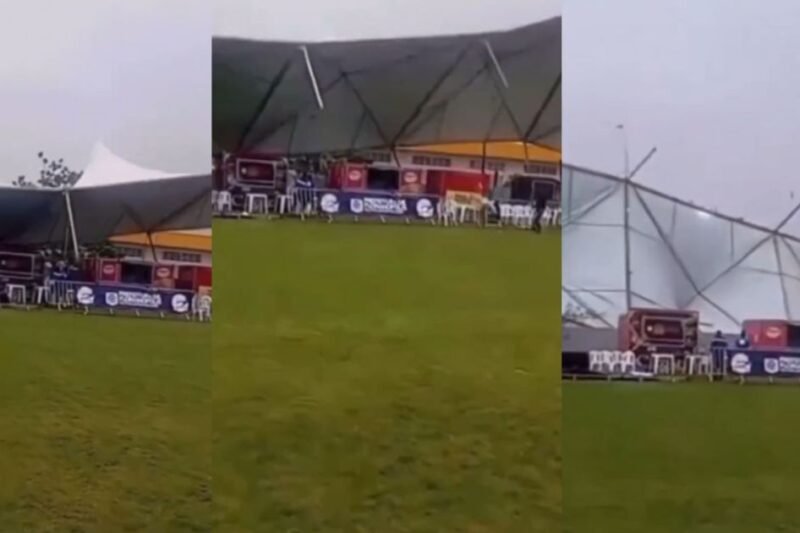 Vídeo: tenda é levada pela força do vento em SC; rajadas superaram 70 km/h